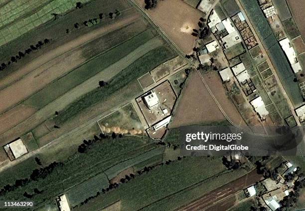 In this satellite image, the probable compound where Osama Bin Laden was shot and killed is seen June 15, 2005 in Abbottabad, Pakistan. The residence...