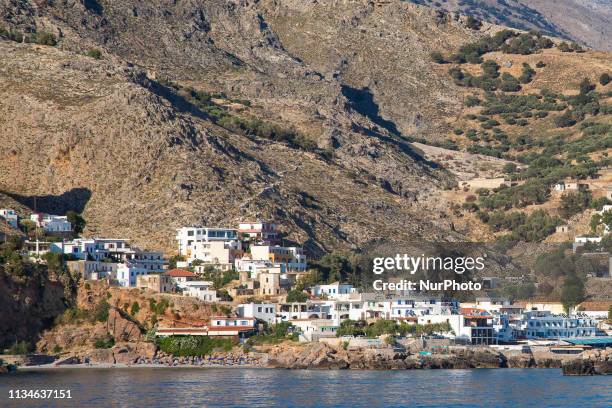 Hora Sfakion or Sfakia, a popular little town on the south coast of Crete island in Greece, touching the Libyan Sea in the Mediterranean. It is the...