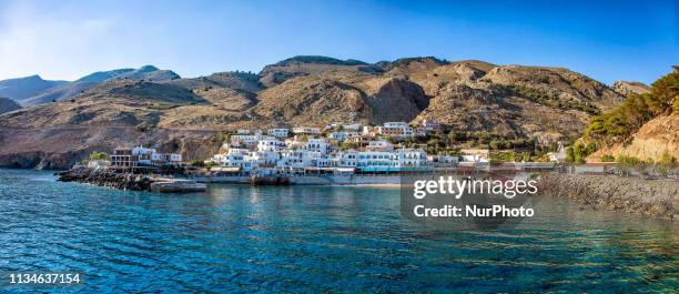 Hora Sfakion or Sfakia, a popular little town on the south coast of Crete island in Greece, touching the Libyan Sea in the Mediterranean. It is the...