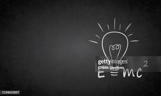 illustrations, cliparts, dessins animés et icônes de formule einstein e = mc2 sur un tableau noir grungy - einstein