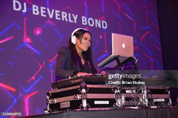 Founder of Black Girls Rock!, Dj Beverly Bond dj's live onstage during Black Girls Rock! Fest Welcome Party at The Kennedy Center on March 08, 2019...