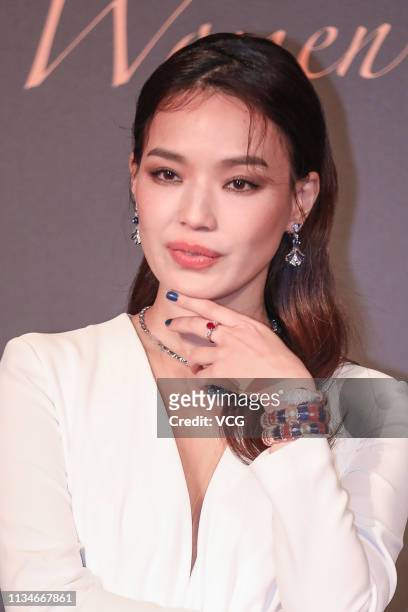 Actress Shu Qi attends Bvlgari Avrora Awards Ceremony on March 8, 2019 in Beijing, China.