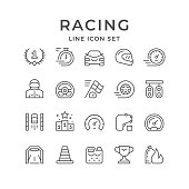 Set line icons of racing
