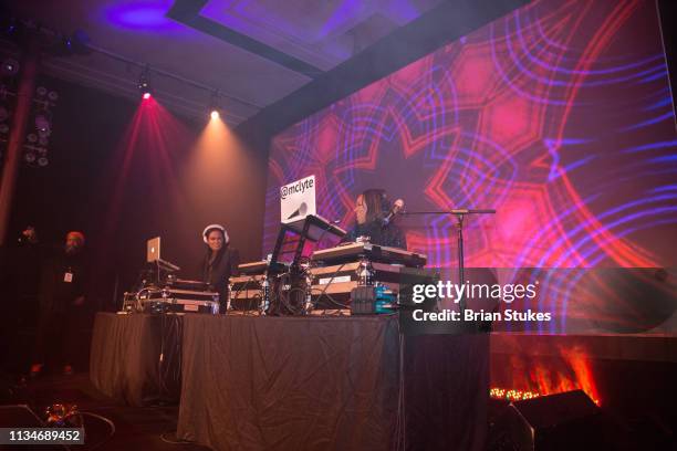 Founder of Black Girls Rock! Dj Beverly Bond and MC Lyte dj's live onstage during Black Girls Rock! Fest Welcome Party at The Kennedy Center on March...