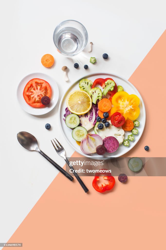 Colourful vegan food still life.