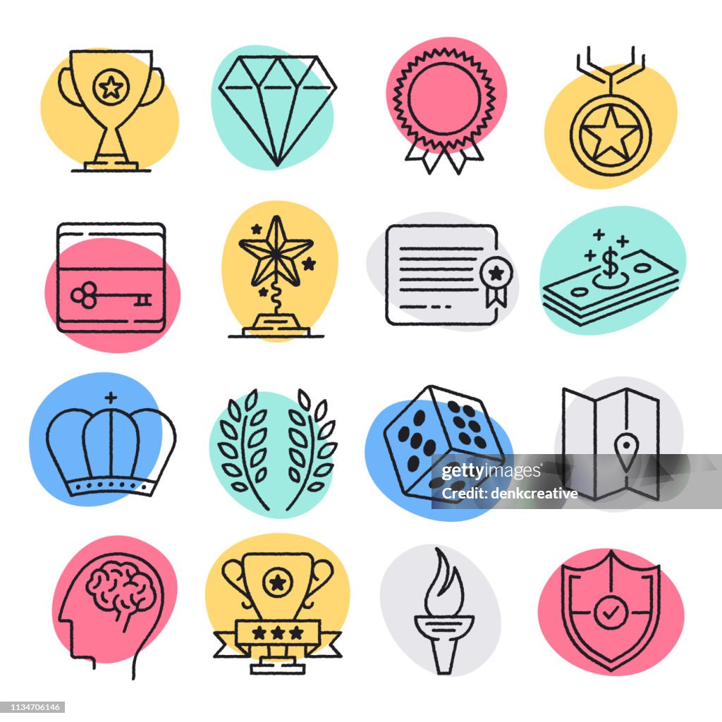 Gamification of Learning & Instruction Doodle Style Vector Icon Set