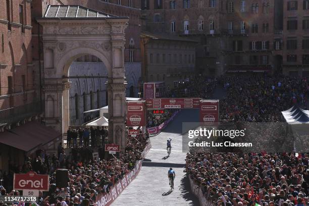 Arrival / Julian Alaphilippe of France and Team Deceuninck - Quick-Step / Celebration / Jakob Fuglsang of Denmark and Astana Pro Team / during the...