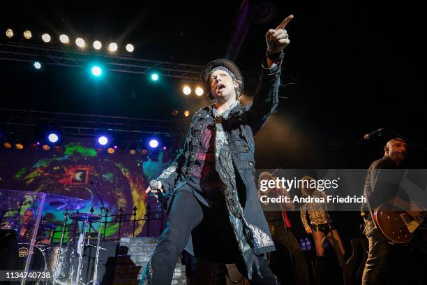 Tobias Sammet of Avantasia performs live on stage during a concert at Huxleys Neue Welt on April 3, 2019 in Berlin, Germany.