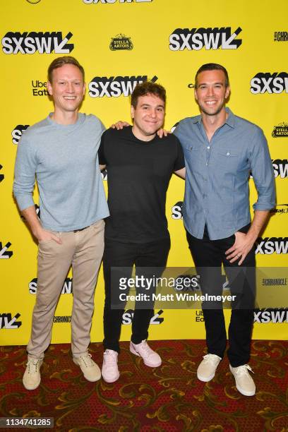 Tommy Vietor, Jon Lovett, and Jon Favreau attend the "Running with Beto" Premiere 2019 SXSW Conference and Festivals at Paramount Theatre on March...