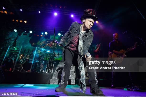 Tobias Sammet of Avantasia performs live on stage during a concert at Huxleys Neue Welt on April 3, 2019 in Berlin, Germany.