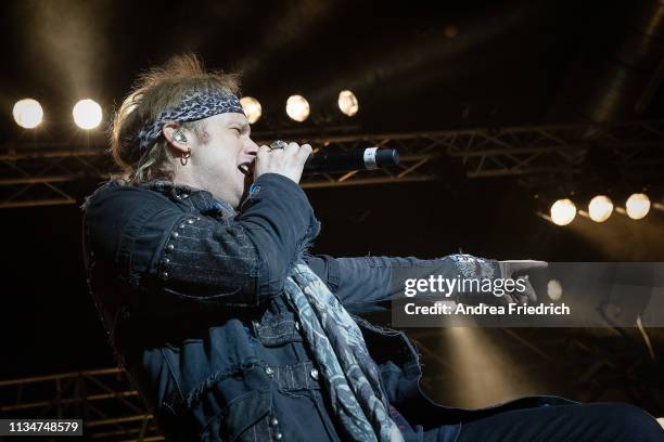 Tobias Sammet of Avantasia performs live on stage during a concert at Huxleys Neue Welt on April 3, 2019 in Berlin, Germany.