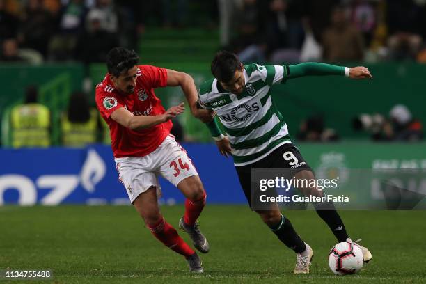 Marcos Acuna of Sporting CP with Andre Almeida of SL Benfica in action during the Taca de Portugal match between Sporting CP and SL Benfica at...