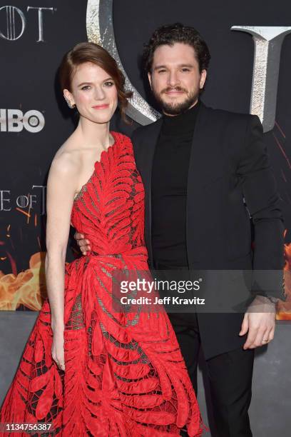 Rose Leslie and Kit Harington attend the "Game Of Thrones" Season 8 NY Premiere on April 3, 2019 in New York City.