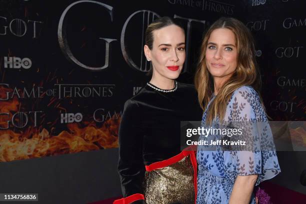 Sarah Paulson and Amanda Peet attend the "Game Of Thrones" Season 8 NY Premiere on April 3, 2019 in New York City.