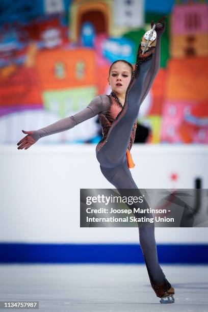 Alexandra Trusova of Russia competes in the Junior Ladies Free Skating during day 4 of the ISU World Junior Figure Skating Championships Zagreb at...