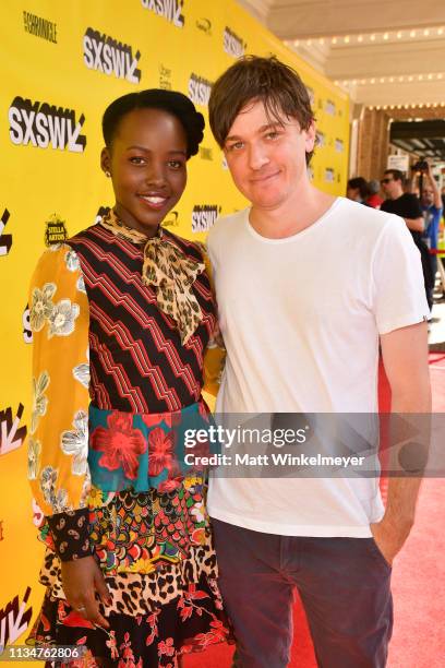 Lupita Nyong'o and Abe Forsythe attend the "Little Monsters" Premiere 2019 SXSW Conference and Festivals at Paramount Theatre on March 09, 2019 in...