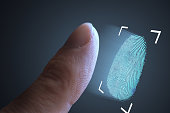 Fingerprint scanning from finger. Technology, security and biometric concept.