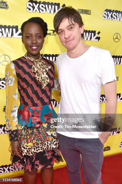 Lupita Nyong’o and Abe Forsythe attend the premiere of "Little Monsters" during the 2019 SXSW Conference and Festival at the Paramount Theater on...