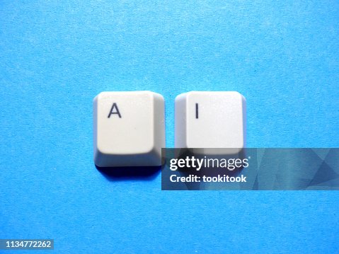 Computer keyboard buttons with AI (artificial intelligence) abbreviation. Computer keyboard buttons with AI (artificial intelligence) abbreviation.