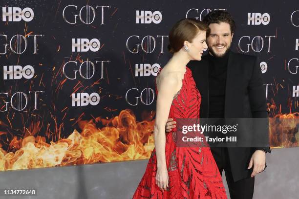 Rose Leslie and Kit Harington attend the Season 8 premiere of "Game of Thrones" at Radio City Music Hall on April 3, 2019 in New York City.