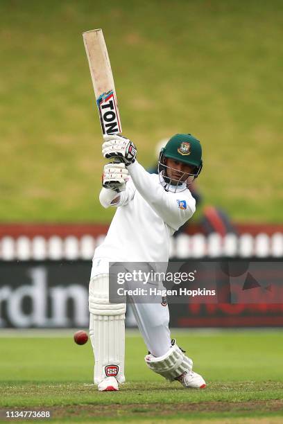 Shadman Islam of Bangladesh bats during day three of the second test match in the series between New Zealand and Bangladesh at Basin Reserve on March...