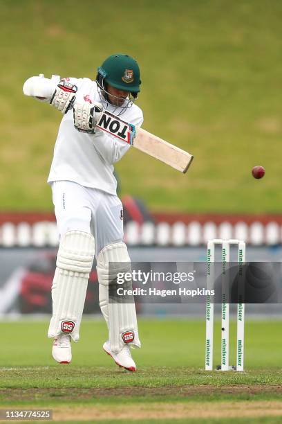 Shadman Islam of Bangladesh bats during day three of the second test match in the series between New Zealand and Bangladesh at Basin Reserve on March...