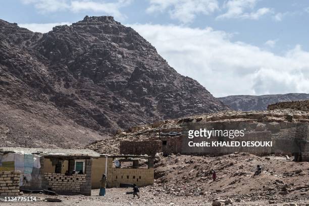 Picture taken on March 30 shows a general view of the village of al-Hamada in Wadi el-Sahu in South Sinai governorate. - In Wadi Sahu, a village in...
