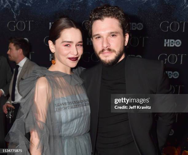 Emilia Clarke and Kit Harington attend the "Game Of Thrones" Season 8 NY Premiere After Party on April 3, 2019 in New York City.