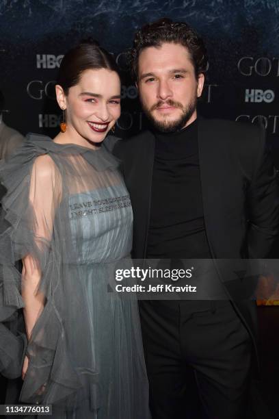 Emilia Clarke and Kit Harington attend the "Game Of Thrones" Season 8 NY Premiere After Party on April 3, 2019 in New York City.