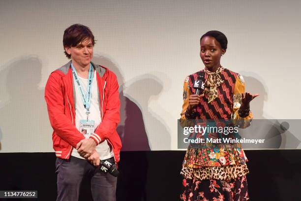 Abe Forsythe and Lupita Nyong'o attend the "Little Monsters" Premiere 2019 SXSW Conference and Festivals at Paramount Theatre on March 09, 2019 in...