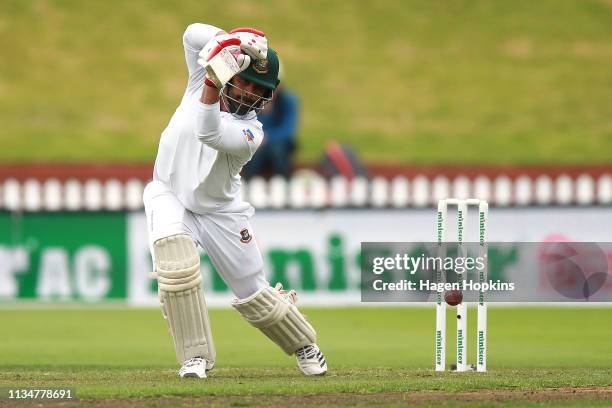 Tamim Iqbal of Bangladesh bats during day three of the second test match in the series between New Zealand and Bangladesh at Basin Reserve on March...