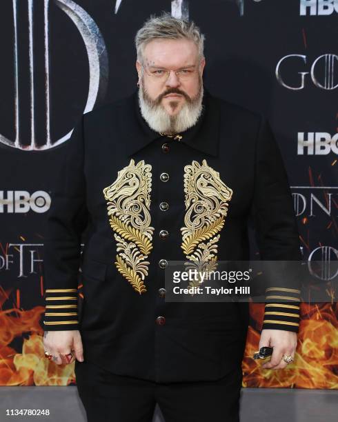 Kristian Nairn attends the Season 8 premiere of "Game of Thrones" at Radio City Music Hall on April 3, 2019 in New York City.