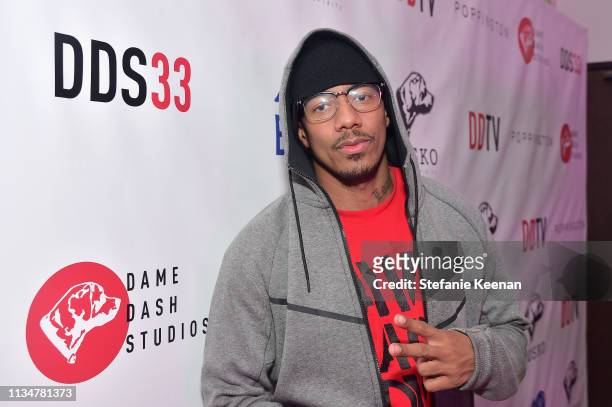Nick Cannon attends Damon Dash Celebrates the Launch of Dame Dash Studios at DDS33 on April 3, 2019 in Burbank, California.