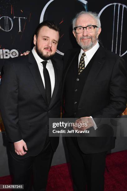John Bradley and Jonathan Pryce attend the "Game Of Thrones" Season 8 NY Premiere on April 3, 2019 in New York City.