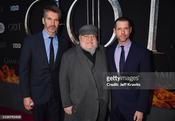 Executive Creators and Producers of "Game of Thrones", David Benioff, George R. R. Martin and D.B Weiss attend the "Game Of Thrones" Season 8 NY...
