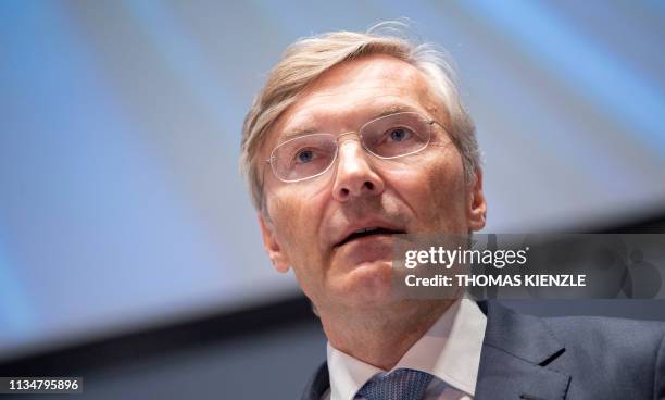 Wolf-Henning Scheider, CEO of German auto parts maker ZF Friedrichshafen, attends his company's annual press conference on April 4, 2019 in...