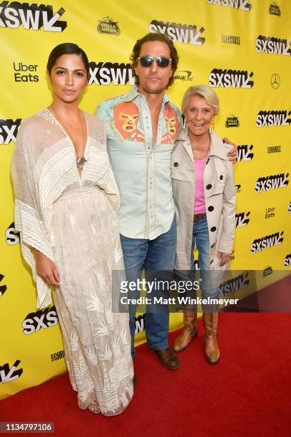 Camila Alves, Matthew McConaughey, and Mary Kathlene McCabe attend the "The Beach Bum" Premiere 2019 SXSW Conference and Festivals at Paramount...