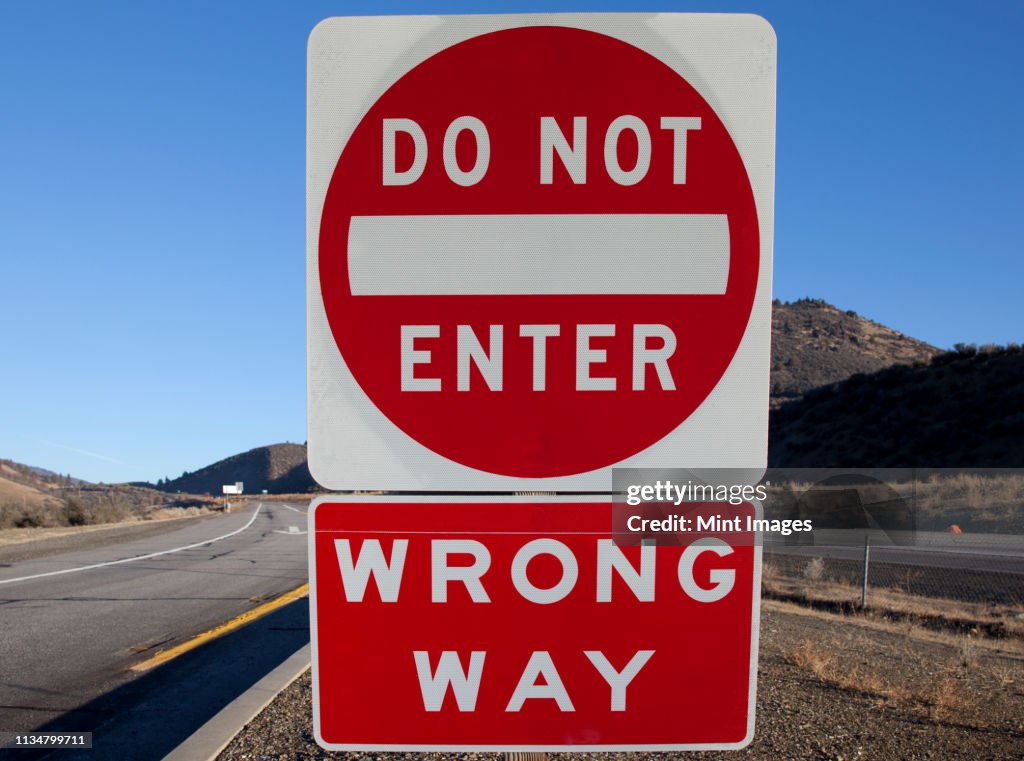 Do Not Enter and Wrong Way Signs