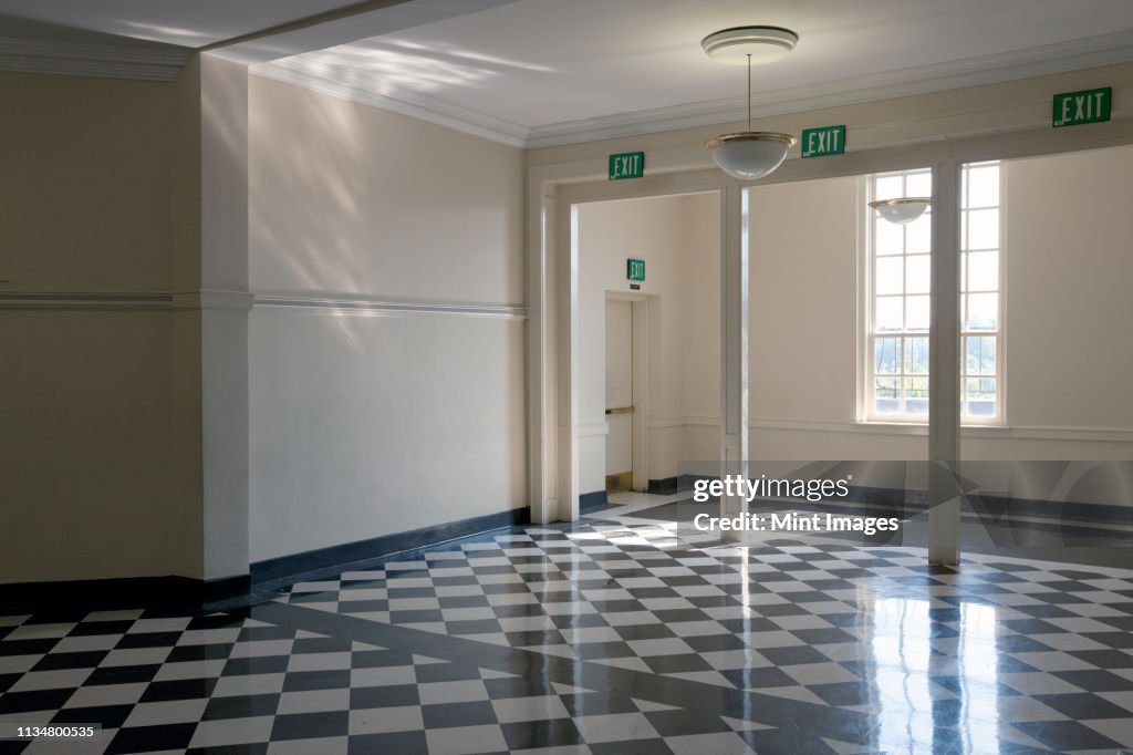 Shiny Checkered Floor of a School