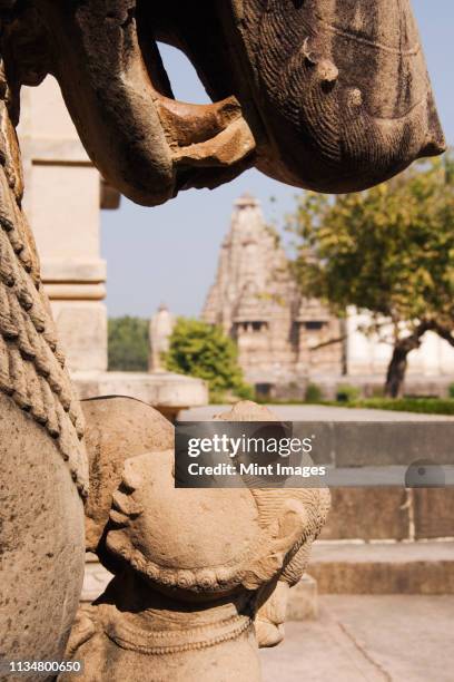 statues in city scene - khajuraho stock pictures, royalty-free photos & images