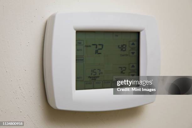 touch screen thermostat - thermostat stock pictures, royalty-free photos & images