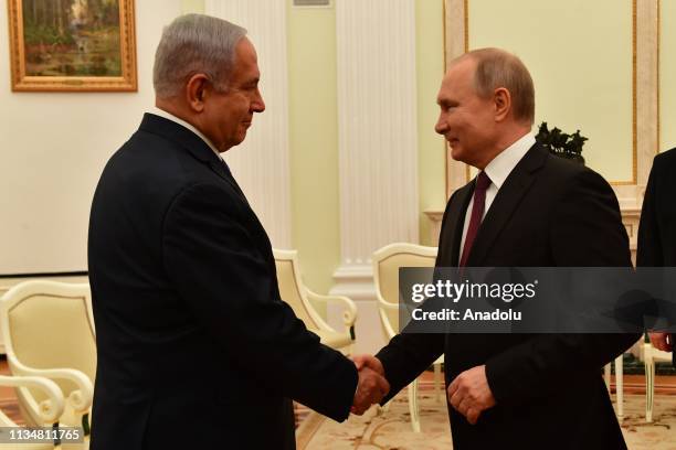 Israeli Prime Minister Benjamin Netanyahu attends a meeting with Russian President Vladimir Putin in Moscow, Russia on April 4, 2019.