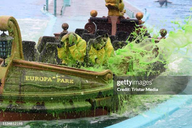 Lena Gercke and Lena Meyer-Landrut attend the Nickelodeon Kids Choice Awards at Europa-Park on April 4, 2019 in Rust, Germany.