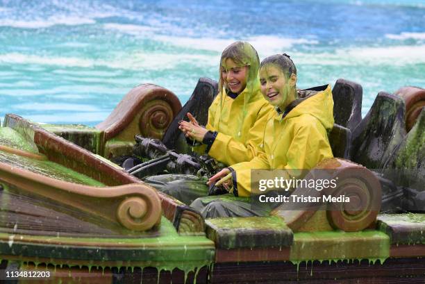 Lena Gercke and Lena Meyer-Landrut attend the Nickelodeon Kids Choice Awards at Europa-Park on April 4, 2019 in Rust, Germany.