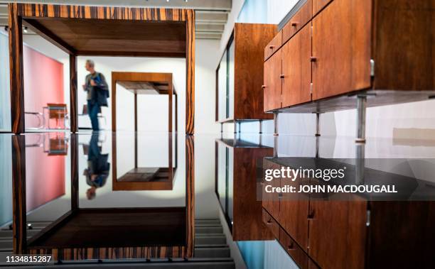 View of a Bauhaus furniture by German architect Ludwig Mies van Der Rohe display at the new Bauhaus museum in Weimar, eastern Germany, on April 4,...