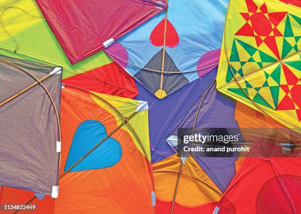 kites abstract colourful background - ahmedabad gujarat stock pictures, royalty-free photos & images