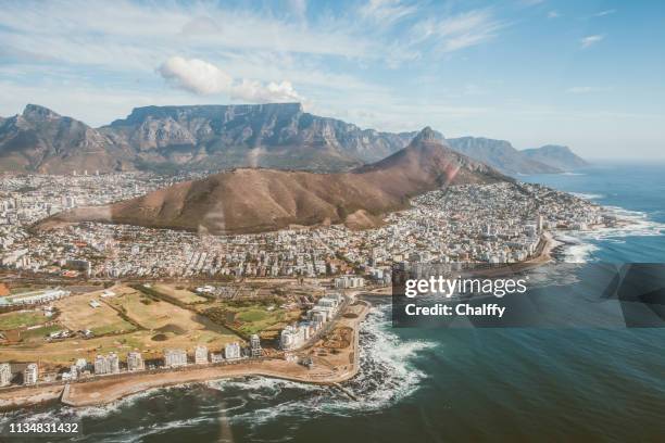 arial view of cape peninsula - cape town cityscape stock pictures, royalty-free photos & images