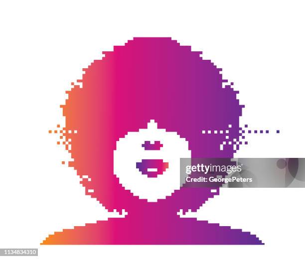アフロ髪型を持つ女性のベクトルピクセルアート - afro点のイラスト素材／クリップアート素材／マンガ素材／アイコン素材