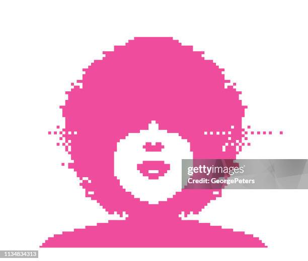 具有非洲髮型的婦女的向量圖元藝術 - obscured face 幅插畫檔、美工圖案、卡通及圖標