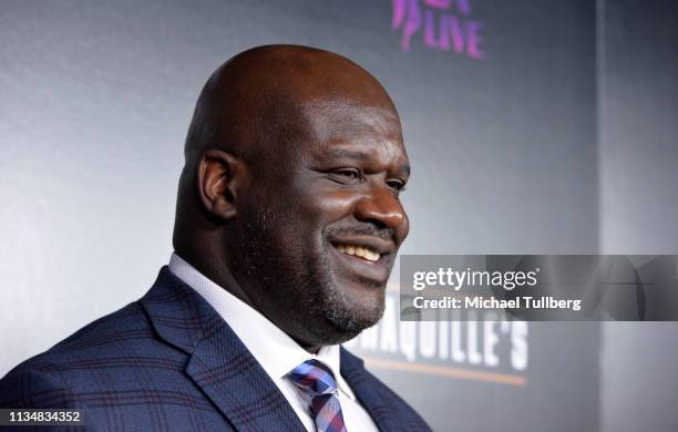 Legend Shaquille O'Neal attends the grand opening of Shaquille's At L.A. Live at LA Live on March 09, 2019 in Los Angeles, California.